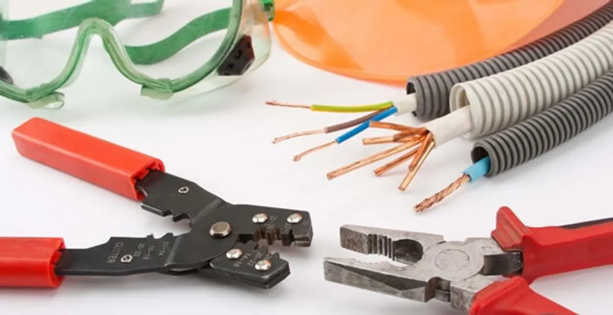 Electrical wiring repair with professional tools and safety equipment in National City, CA
